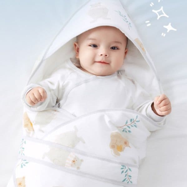 おくるみふんわり★　ナチュラルなコットン生地　赤ちゃんおくるみ