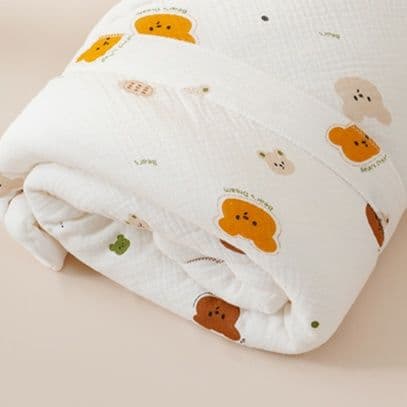 おくるみ かわいい動物柄スカラップ刺繍おくるみ
