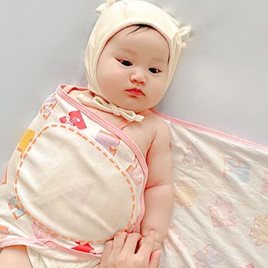 おくるみ 可愛いパズル柄赤ちゃん用おくるみ帽子セット